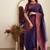 blue purple soft art silk banarasi jacuard work designer party wear saree with unstitched blouse piece