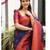 blue red soft art silk banarasi jacuard work designer party wear saree with unstitched blouse piece