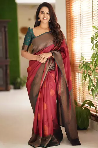 ,aroon green soft art silk banarasi jacuard work designer party wear saree with unstitched blouse piece