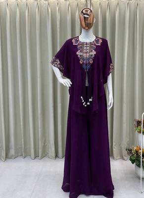 plum purple embroidered kaftan set 3