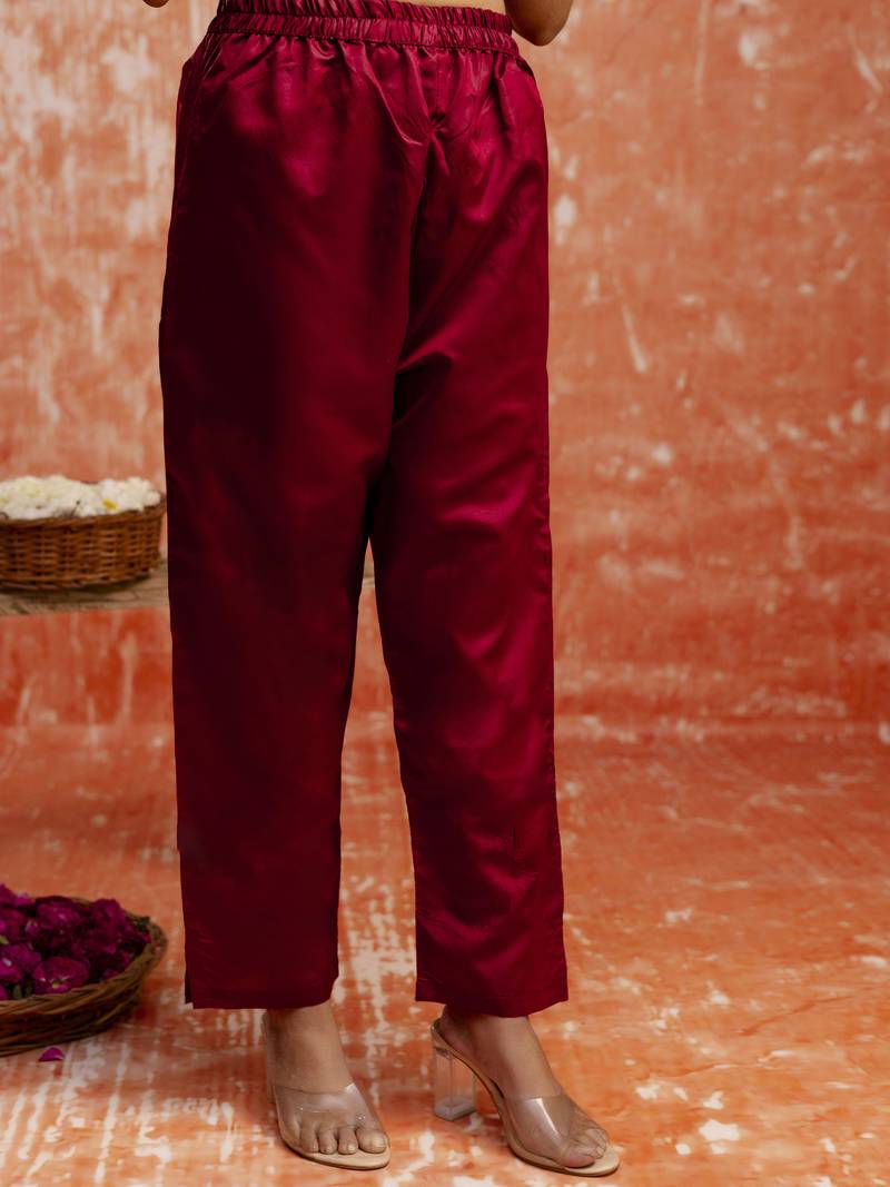 Maroon women kurta pant dupatta set