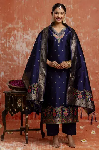 Blue women kurta pant dupatta set