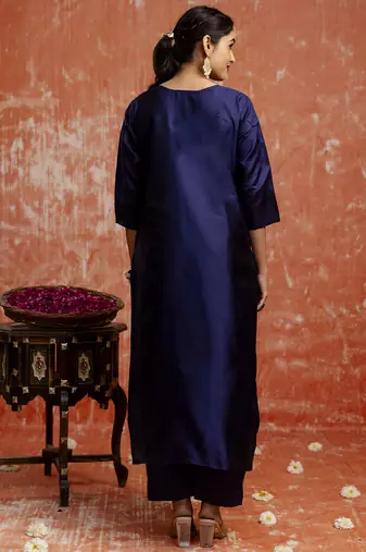 Blue women kurta pant dupatta set