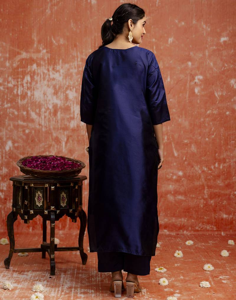 Blue women kurta pant dupatta set