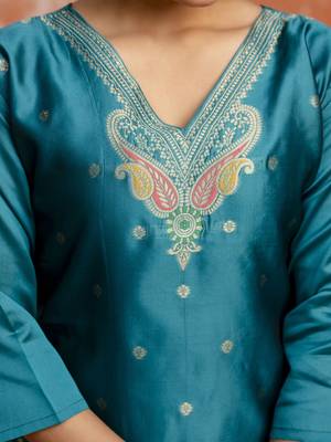 Green women kurta pant dupatta set 3
