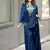 navy blue embroidered kaftan set