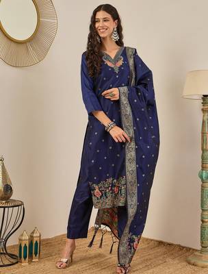 Blue women kurta pant dupatta set 1