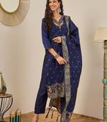 Blue women kurta pant dupatta set