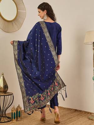 Blue women kurta pant dupatta set 2