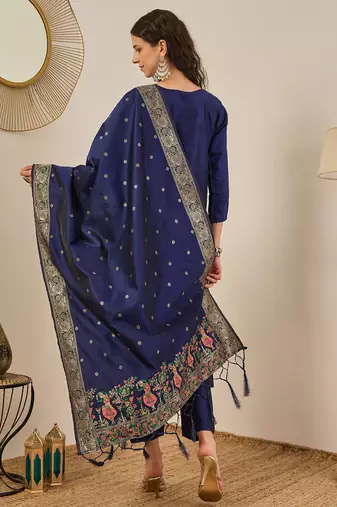 Blue women kurta pant dupatta set