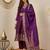 Purple women kurta pant dupatta set