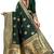 green soft art silk banarasi jacuard work designer party wear saree with unstitched blouse piece