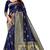 blue soft art silk banarasi jacuard work designer party wear saree with unstitched blouse piece