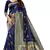 blue soft art silk banarasi jacuard work designer party wear saree with unstitched blouse piece