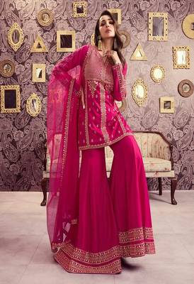 hot pink heavy embroidered suit 4