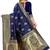 blue soft art silk banarasi jacuard work designer party wear saree with unstitched blouse piece