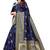 blue soft art silk banarasi jacuard work designer party wear saree with unstitched blouse piece