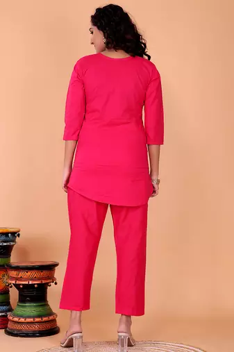  pink cotton embroidery co-ord set