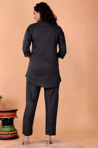  gray cotton embroidery  co-ord set