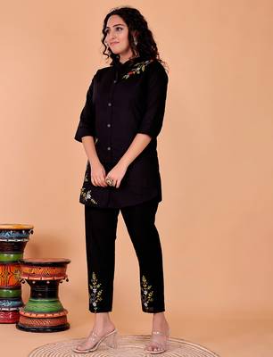  black cotton embroidery  co-ord set 2