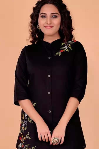  black cotton embroidery  co-ord set