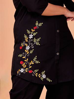  black cotton embroidery  co-ord set 4