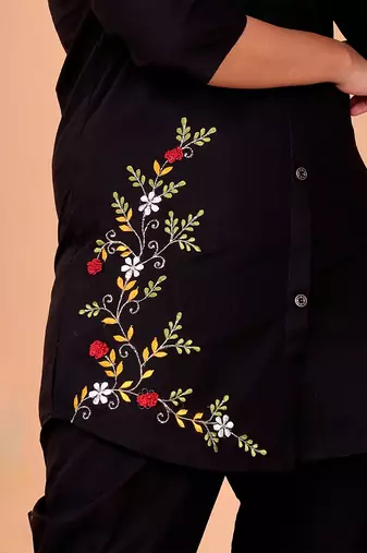  black cotton embroidery  co-ord set
