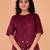 Fashion petals maroon cotton embroidery  co-ord set