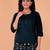 Fashion petals navy blue cotton embroidery  co-ord set