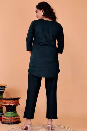  navy blue cotton embroidery  co-ord set