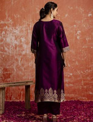 Purple women kurta pant dupatta set 2