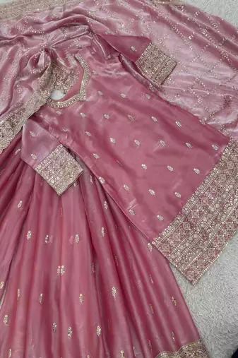 blush pink embroidered sharara suit