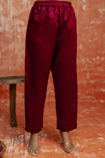 Maroon women kurta pant dupatta set
