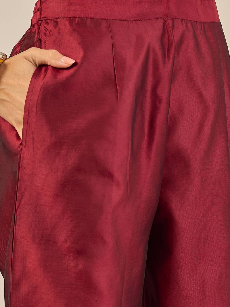 Maroon women kurta pant dupatta set