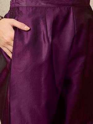 Purple women kurta pant dupatta set 4