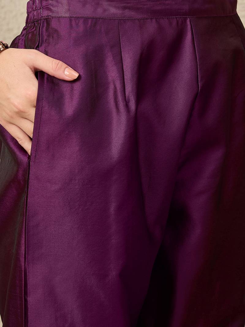 Purple women kurta pant dupatta set