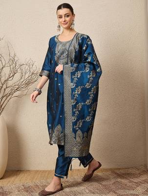 Blue women kurta pant dupatta set 1