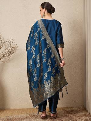 Blue women kurta pant dupatta set 2