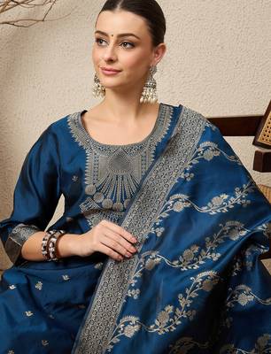 Blue women kurta pant dupatta set 3