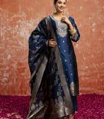 Blue women kurta pant dupatta set