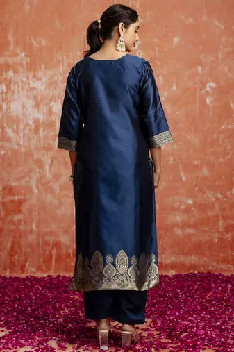 Blue women kurta pant dupatta set