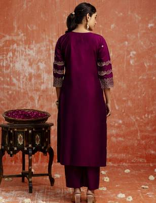Purple women kurta pant dupatta set 2