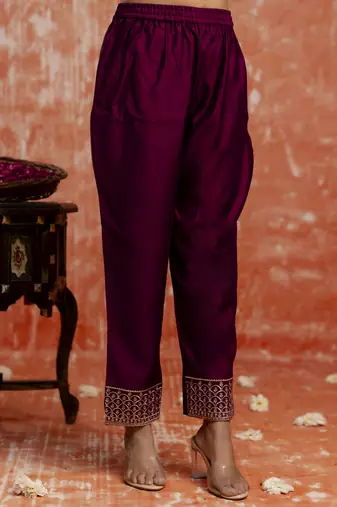 Purple women kurta pant dupatta set