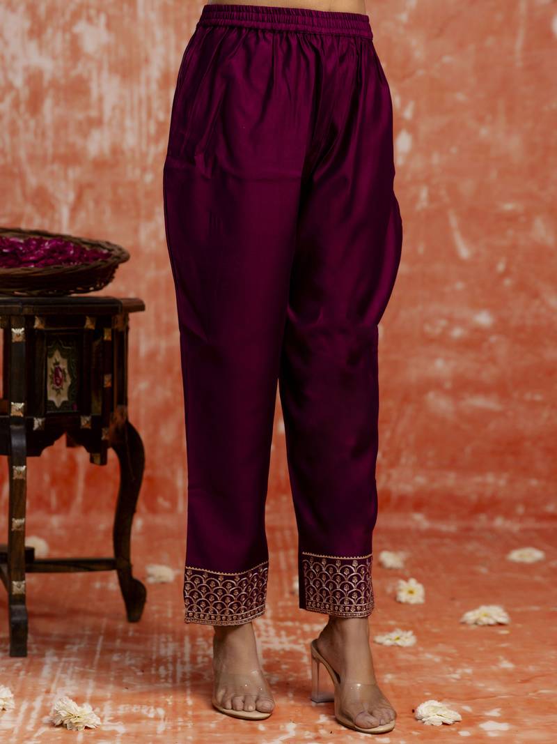 Purple women kurta pant dupatta set