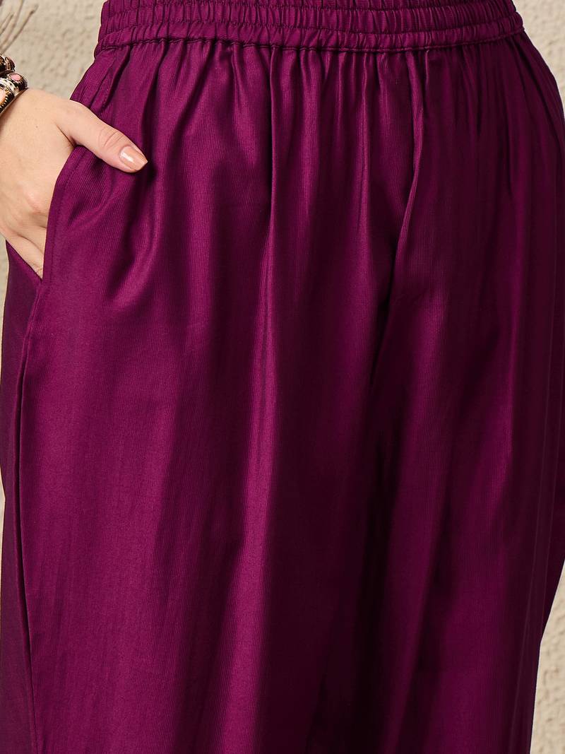 Purple women kurta pant dupatta set