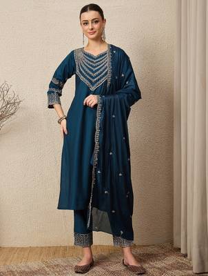 Blue women kurta pant dupatta set 1