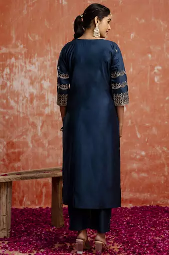 Blue women kurta pant dupatta set