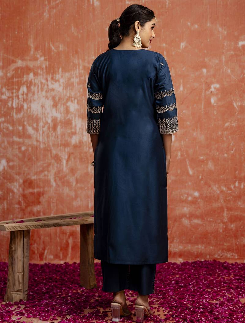 Blue women kurta pant dupatta set