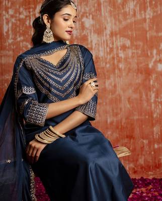 Blue women kurta pant dupatta set 3