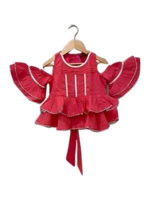 Coral & yellow embellished cotton lehenga choli ethnic wear 2